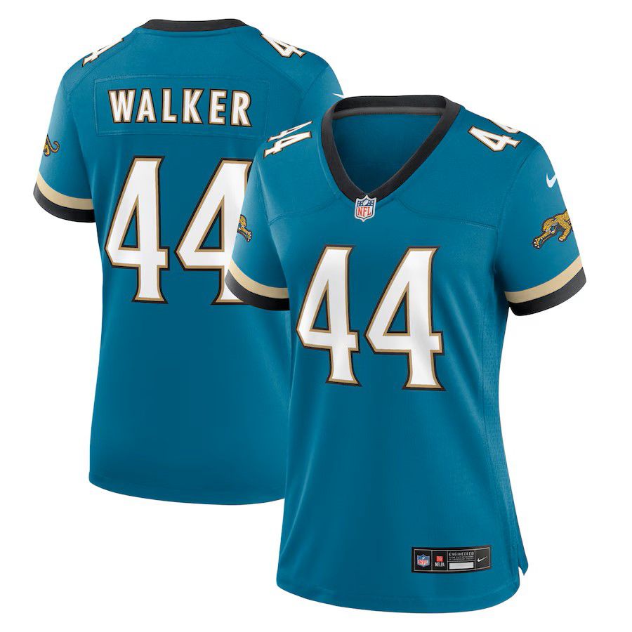 Women Jacksonville Jaguars 44 Travon Walker Green Nike Throwback Game NFL Jersey